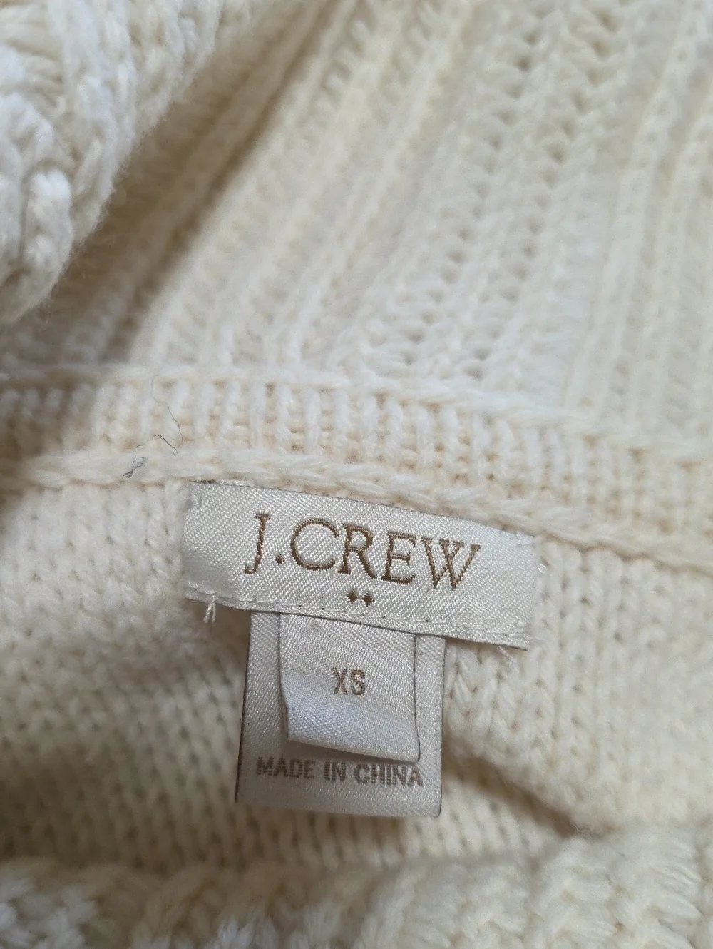 J.crew Cream Cable-Knit Turtleneck Sweater Size XS